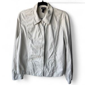 Eileen Fischer Cotton Button Down Beige Jacket Size Small